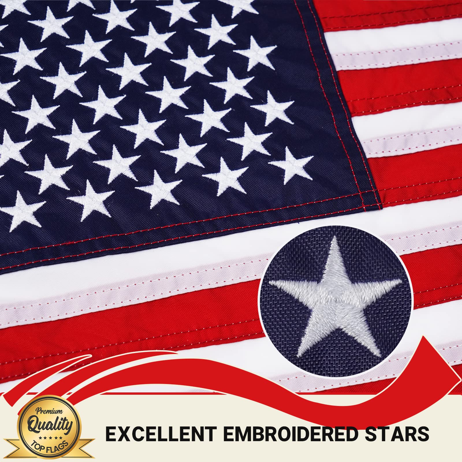 TOPFLAGS flag with brass grommets for easy hanging on poles or racks
