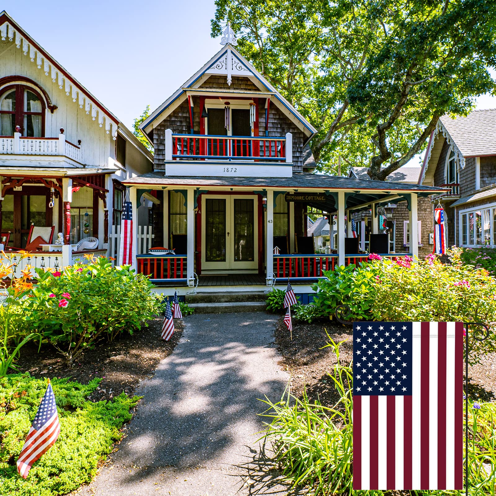 TopFlags doublesided American flag 12x18 highlights curbside patriotism outdoors.