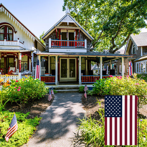 TopFlags doublesided American flag 12x18 highlights curbside patriotism outdoors.