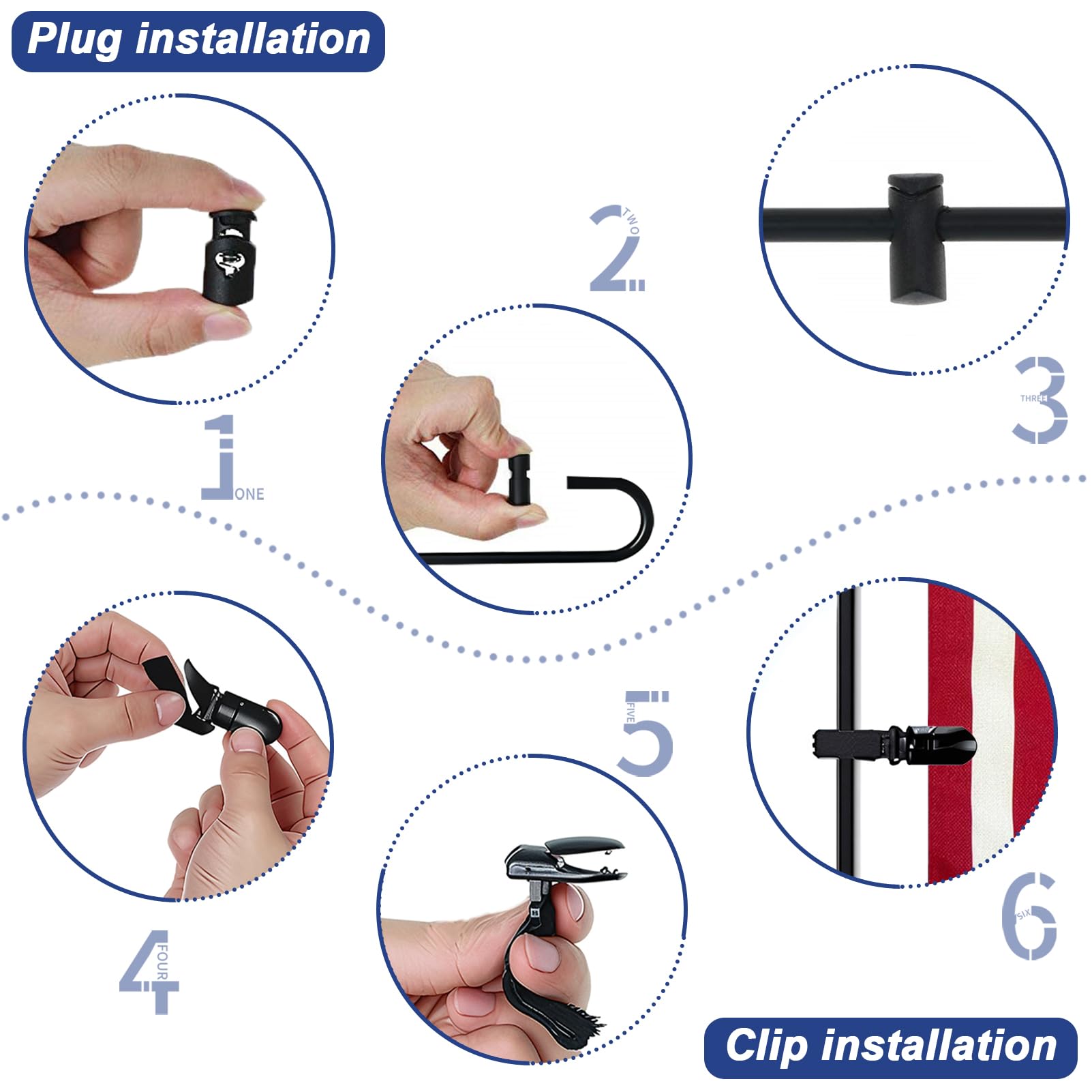 TOPFLAGS three-piece pole with black powder coating for weather resistance.