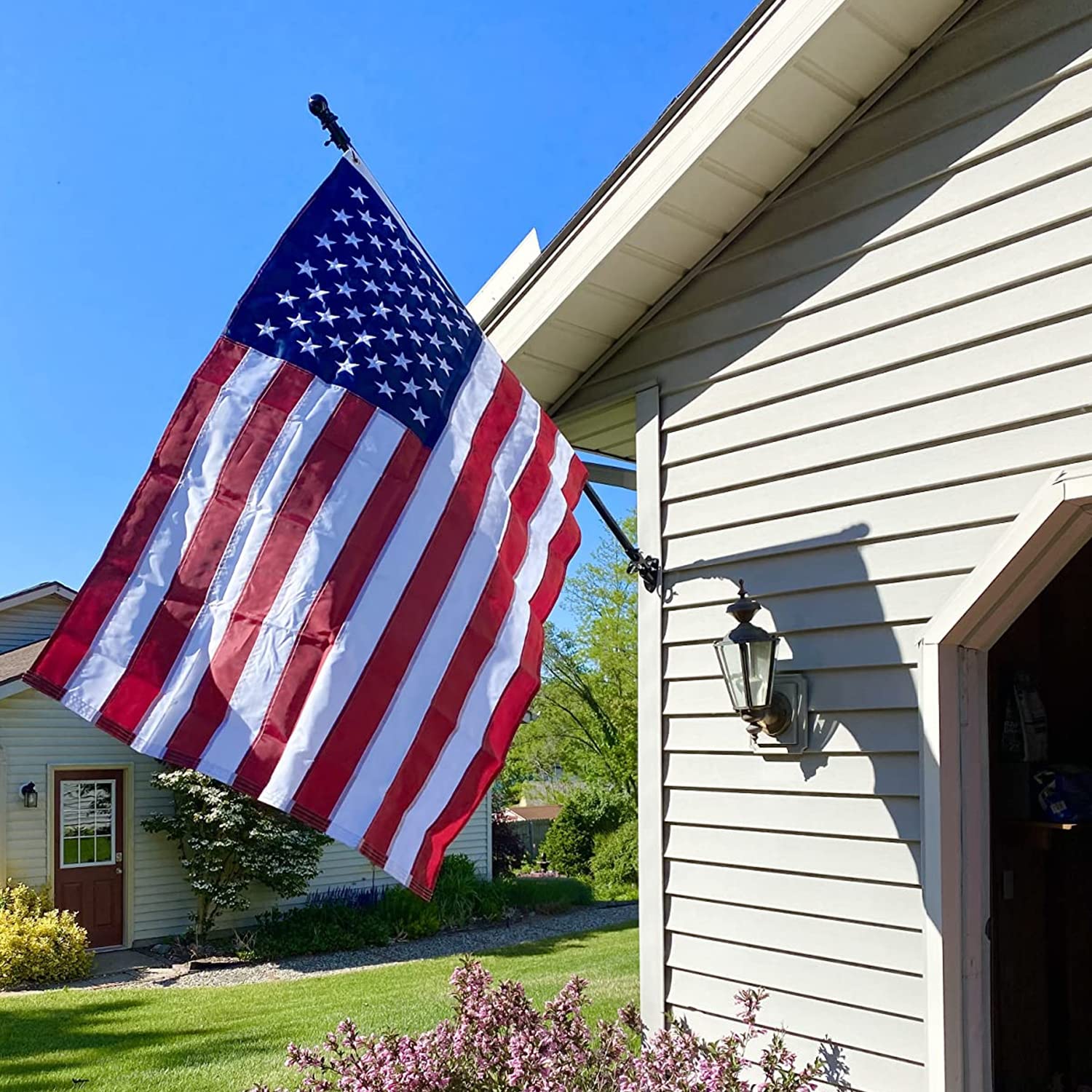 TOPFLAGS embroidered stars and sewn stripes for crisp exterior flag design.