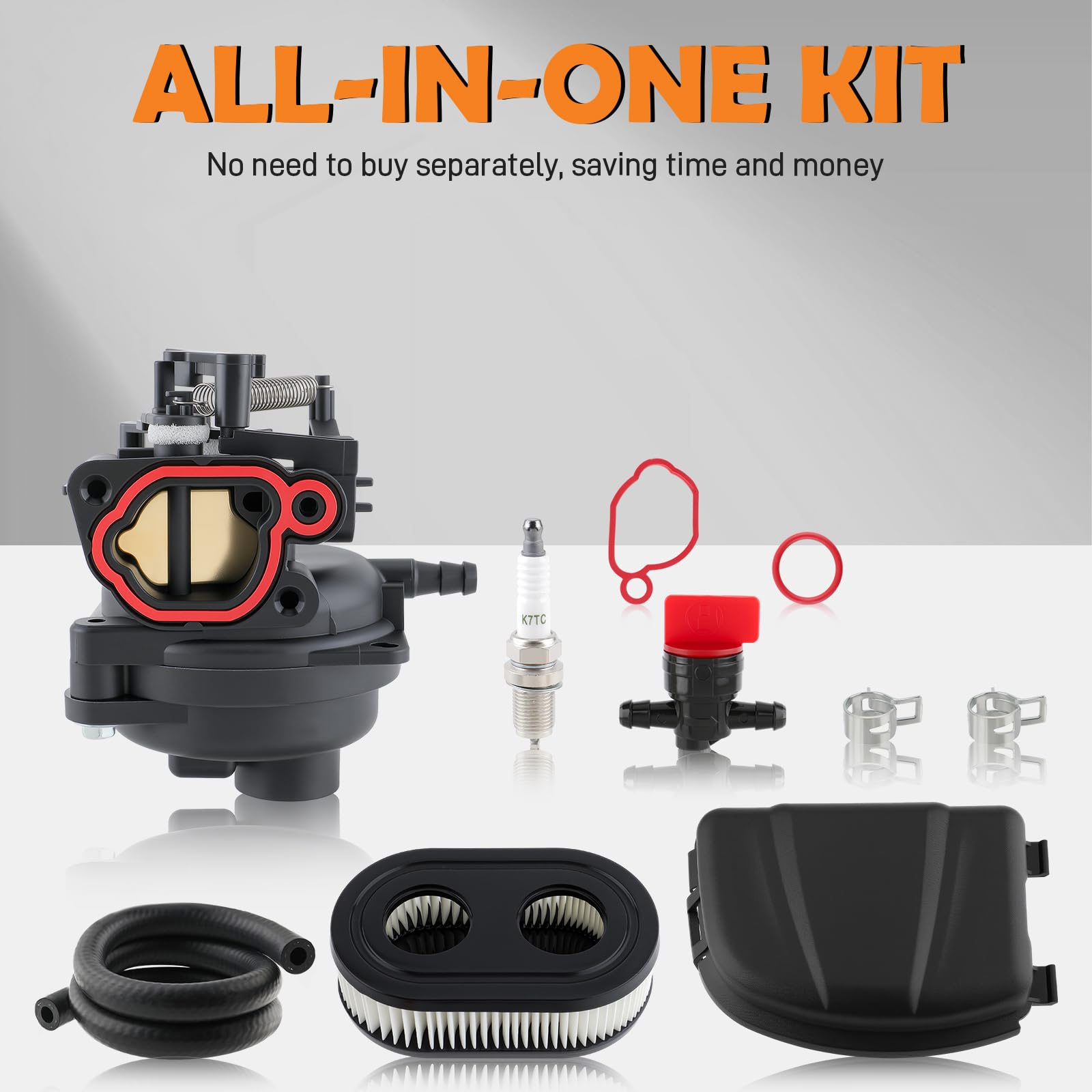 Topkidame 799584 carburetor kit in use demonstrates broad engine compatibility.