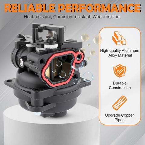 Topkidame 799584 carburetor kit with air filter illustration emphasizing improved engine airflow.