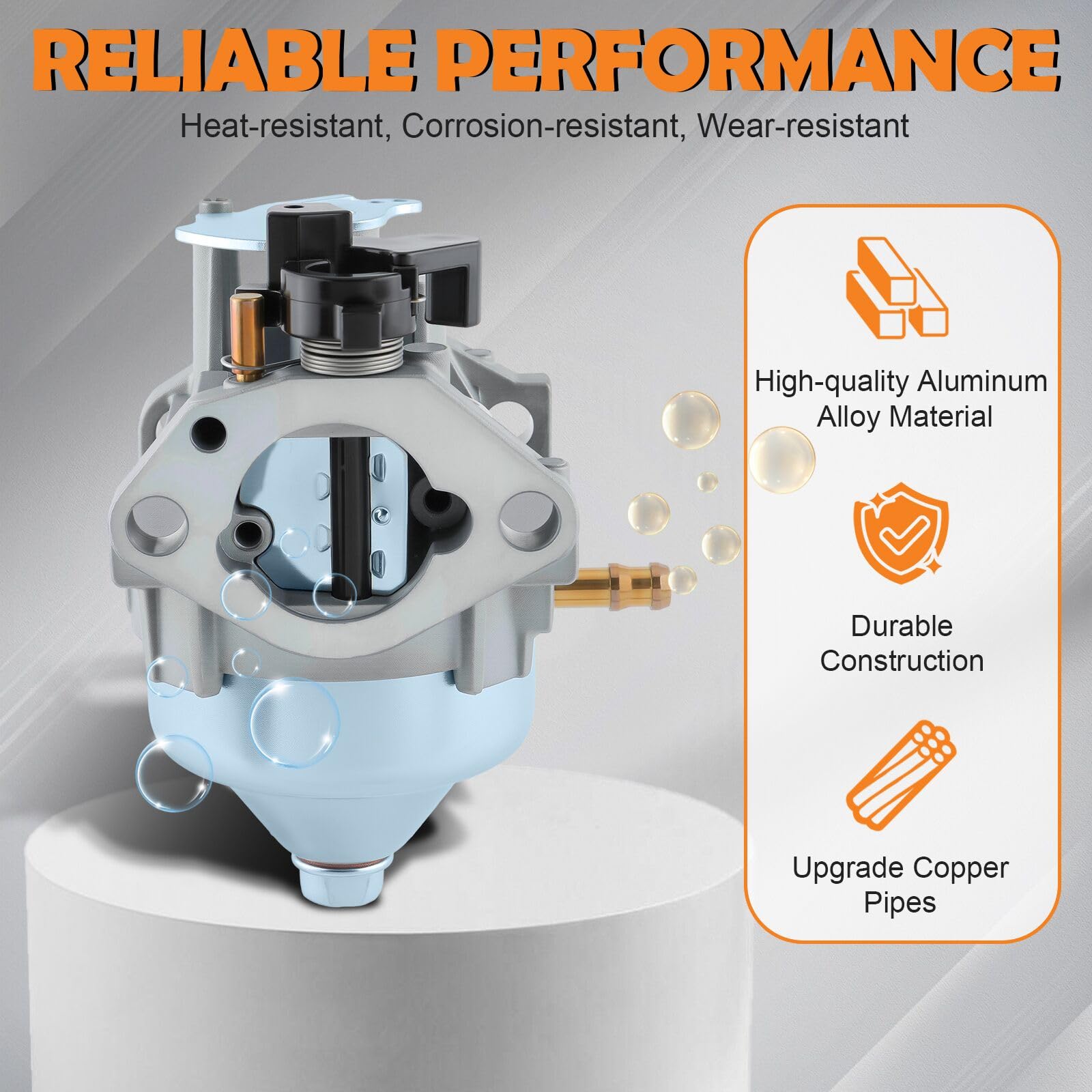 Topkidame GCV170 carburetor with fuel line and shut-off valve for secure fuel flow.