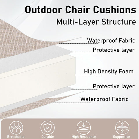 Topotdor beige outdoor cushions combine style with practical protection against stains.