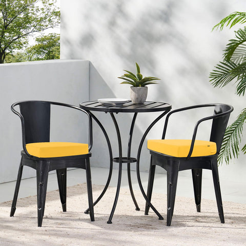 Topotdor yellow color brightens outdoor seating areas