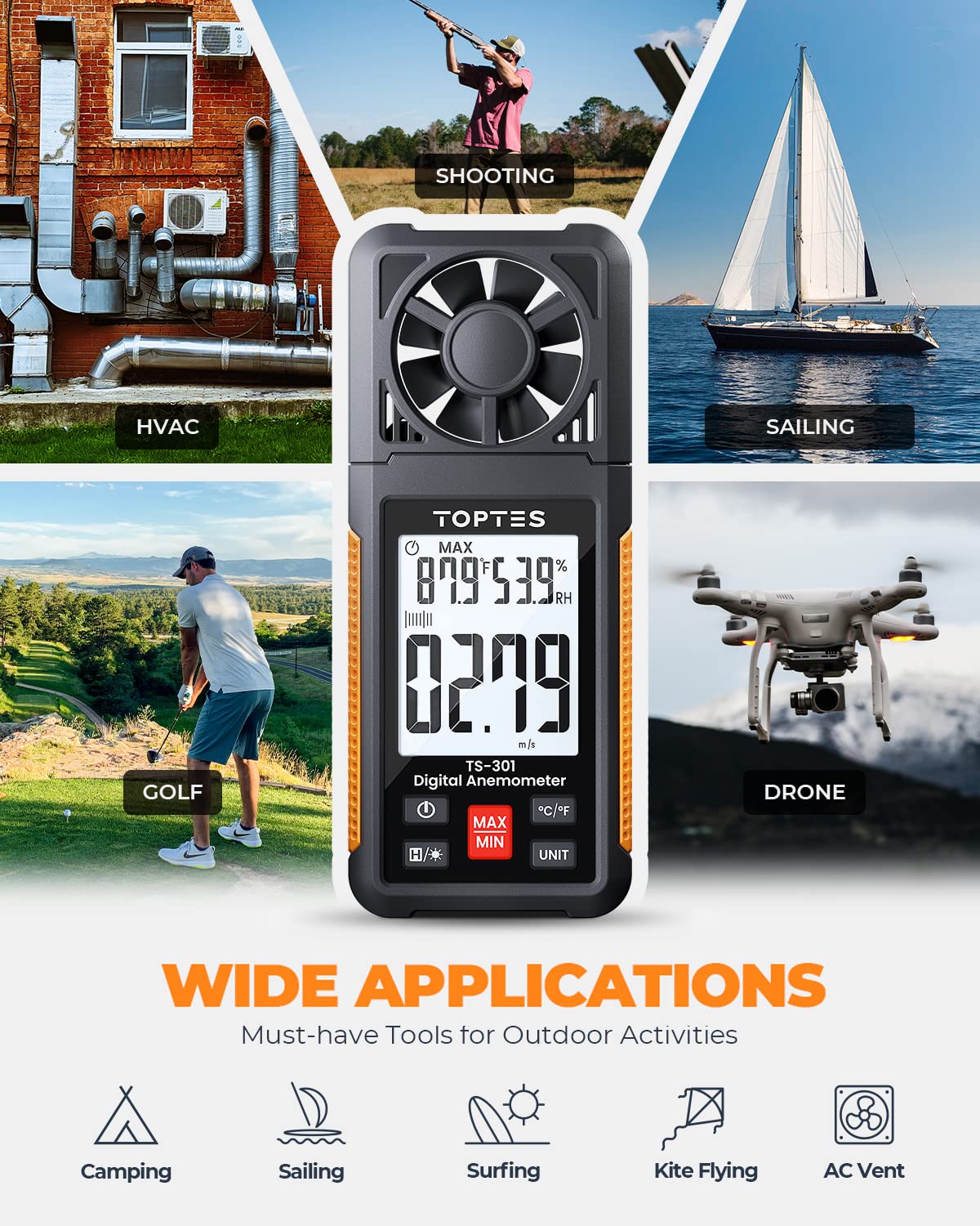 TopTes TS-301 measures humidity and temperature for environmental awareness.