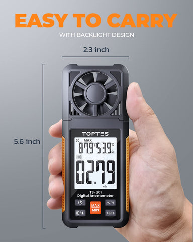 TopTes TS-301 fits in a pocket for on-the-go wind monitoring.