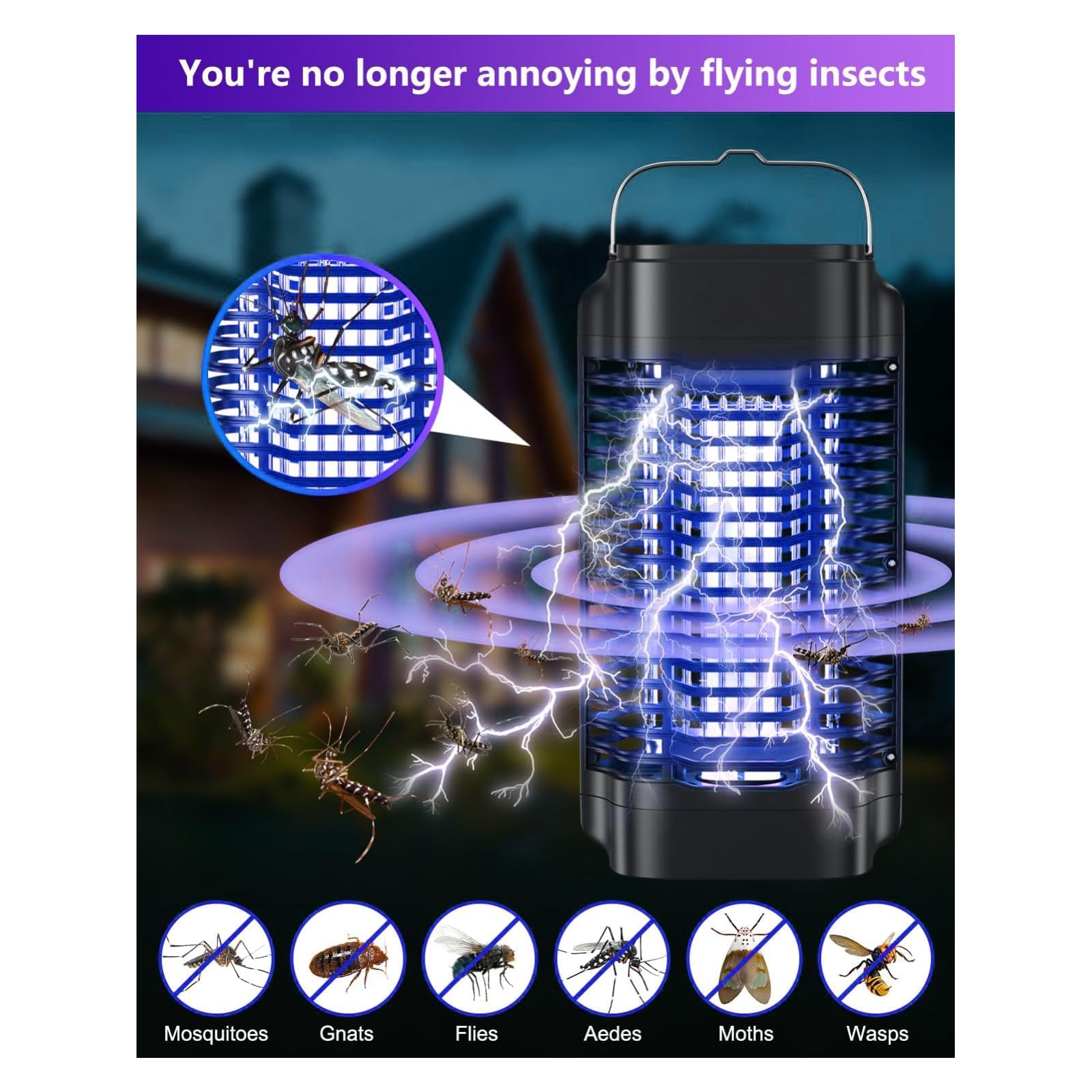 Topwowe Bug Zapper hanging loop supports flexible placement