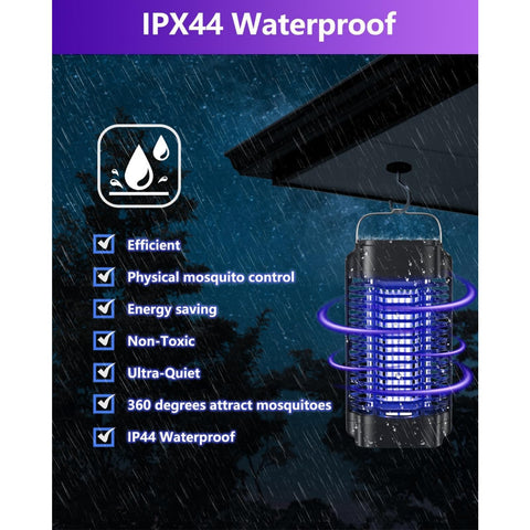 Topwowe Bug Zapper IP44 waterproof supports patio use in rain and shine