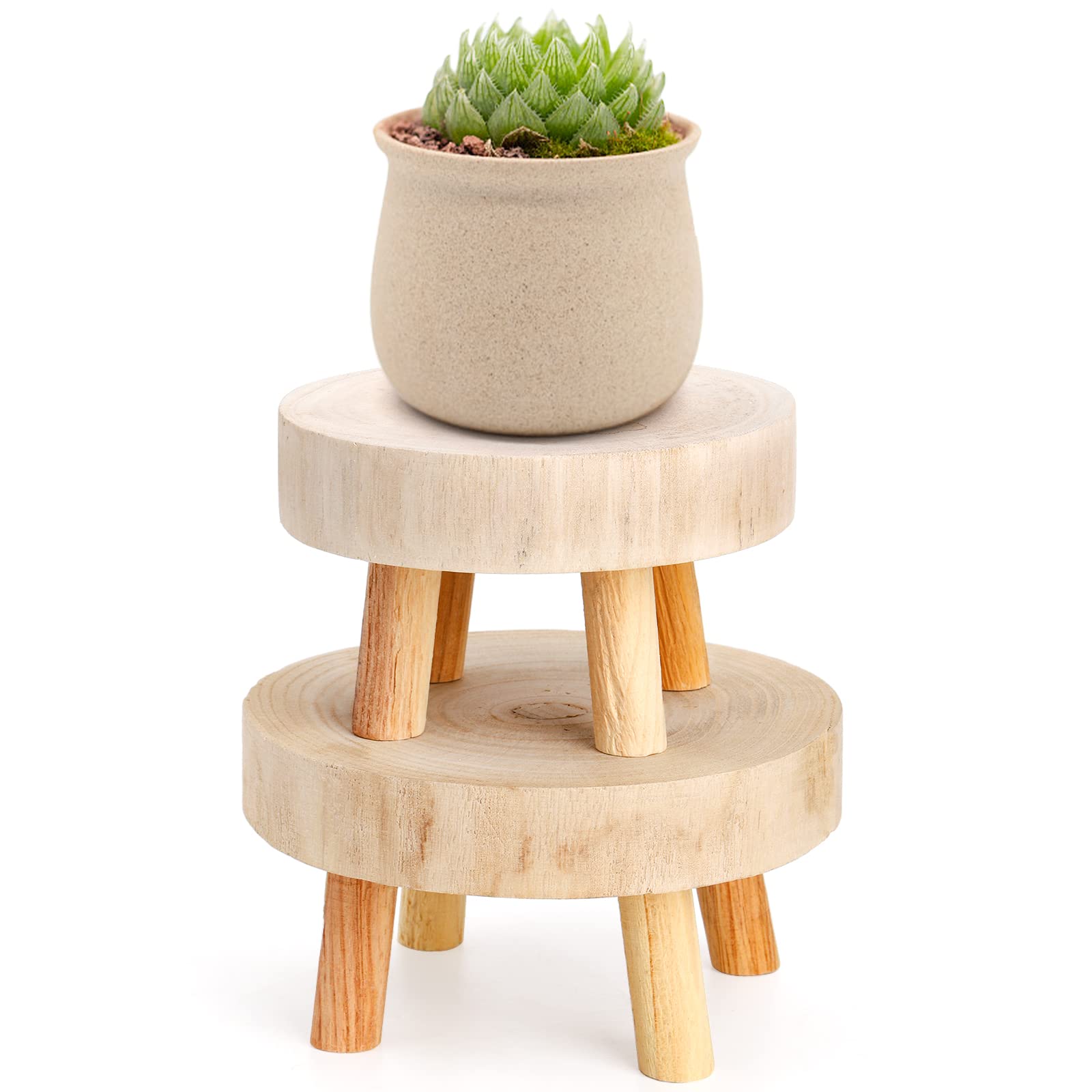 Topzea mini wooden stool candle display to brighten shelves with rustic charm.