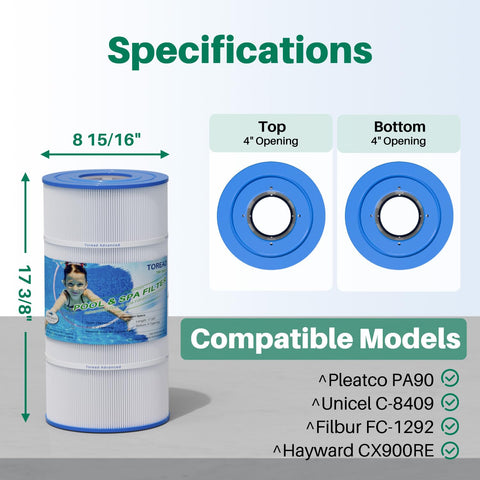 TOREAD filter media trilobal fabric capturing debris with chlorine resistance.