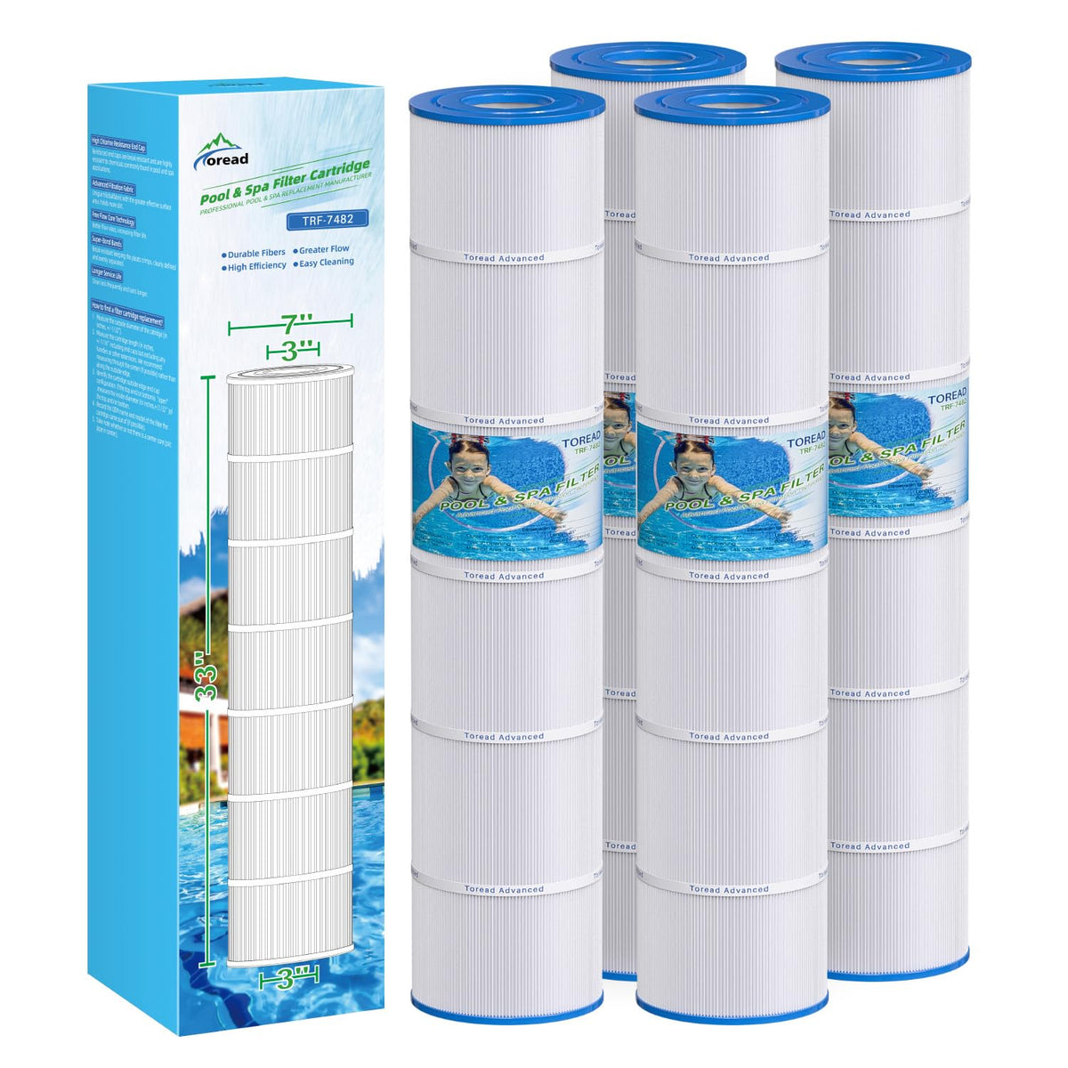 TOREAD PJAN145 filter package showing 145 sq ft capacity for crystal-clear water