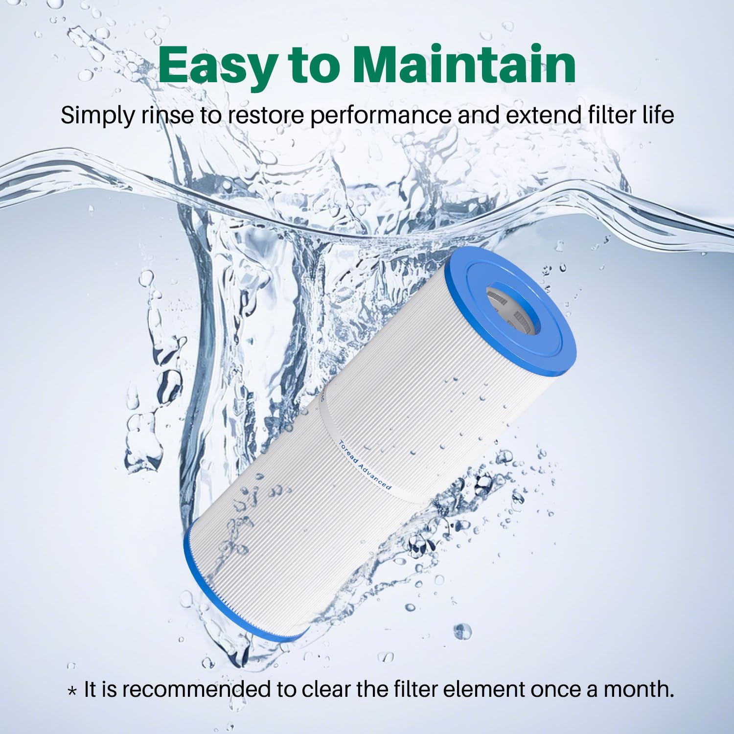 TOREAD spa filter packaging box displays included replacement options