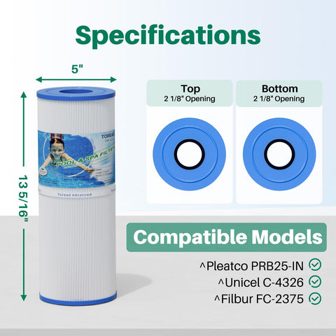 TOREAD spa filter side view demonstrates slim profile for easy fitting