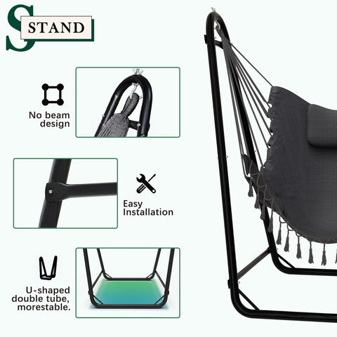 TOREVSIOR hammock chair features a side pocket for essentials.