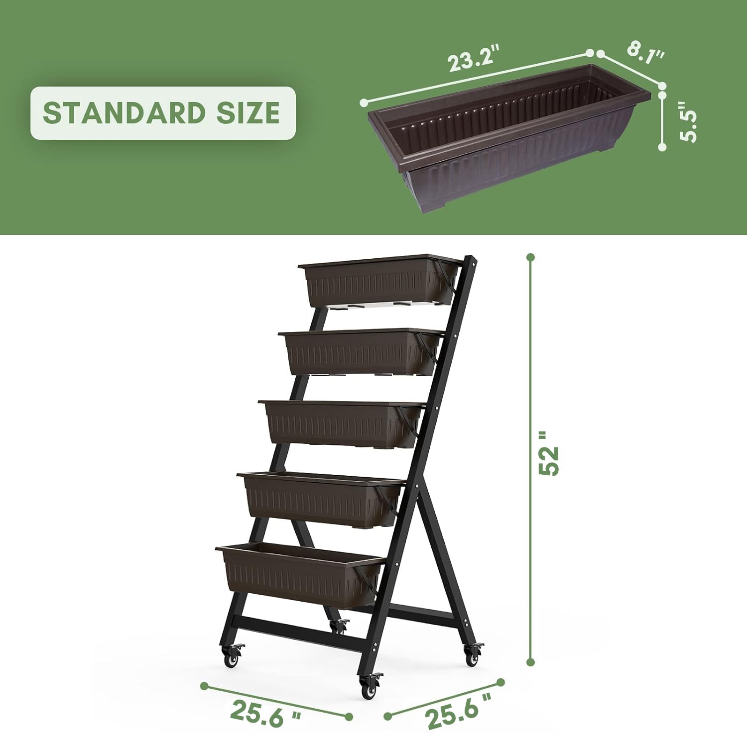 TOREVSIOR vertical planter with water drainage helps prevent overwatering