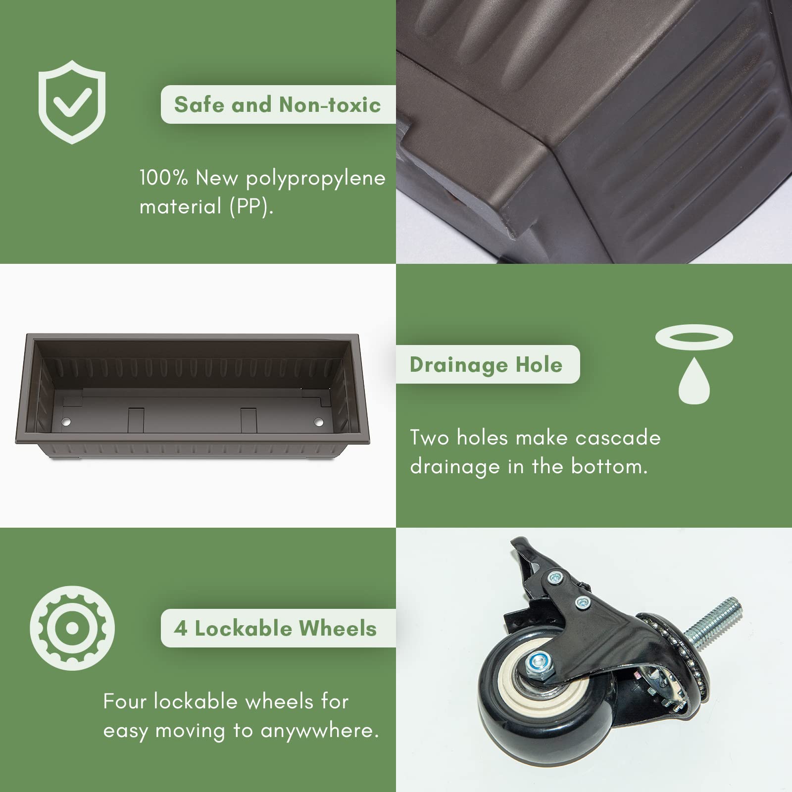 TOREVSIOR planter with lockable wheels allows easy relocation