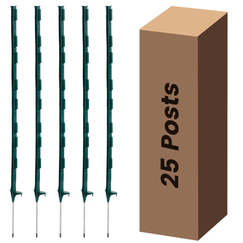 Toriexon 25-pack fence posts ready for ground installation with step-in stability.