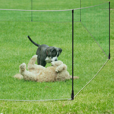 Toriexon backyard boundary fence in action, keeping pets within safe zones.