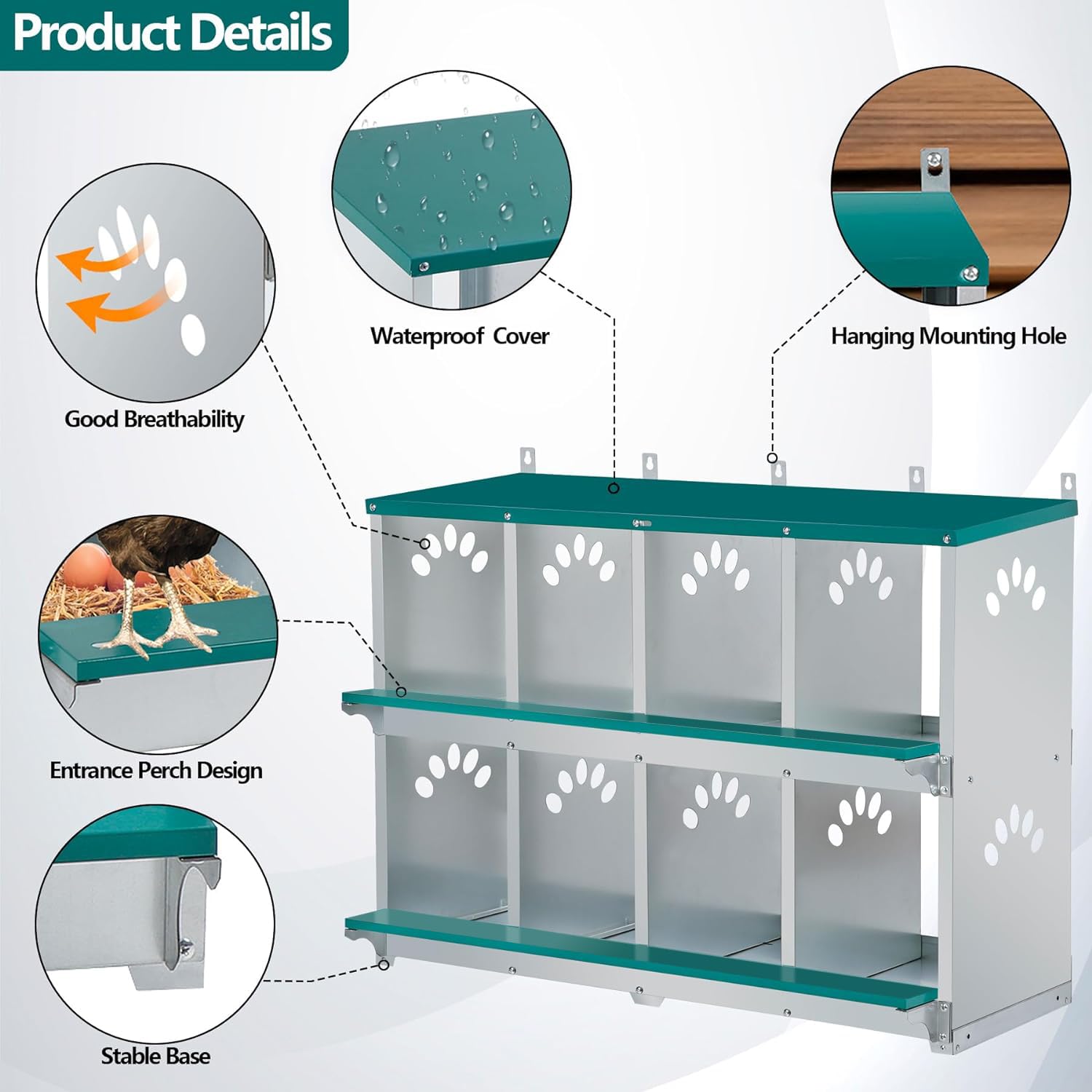 Toriexon easy-install nesting box shown with included screws and nuts.