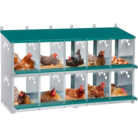 Toriexon nesting box front view with 10 compartments for easy egg collection