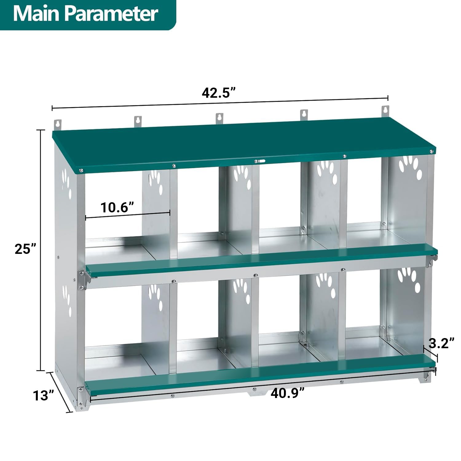 Toriexon galvanized steel nest box delivers durable, long-lasting construction.