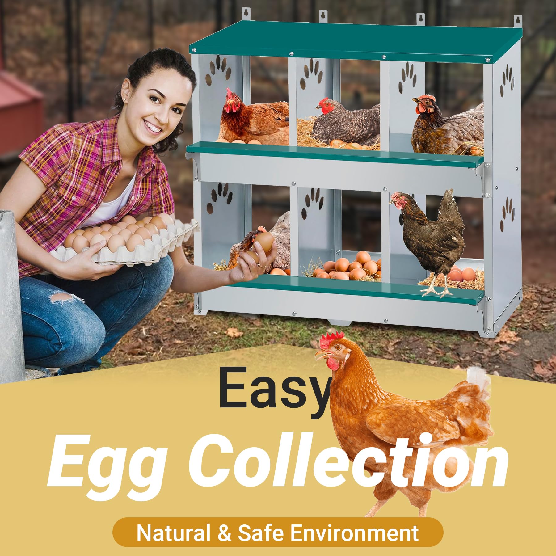 Toriexon wall-mount nesting box shown installed in a compact coop.