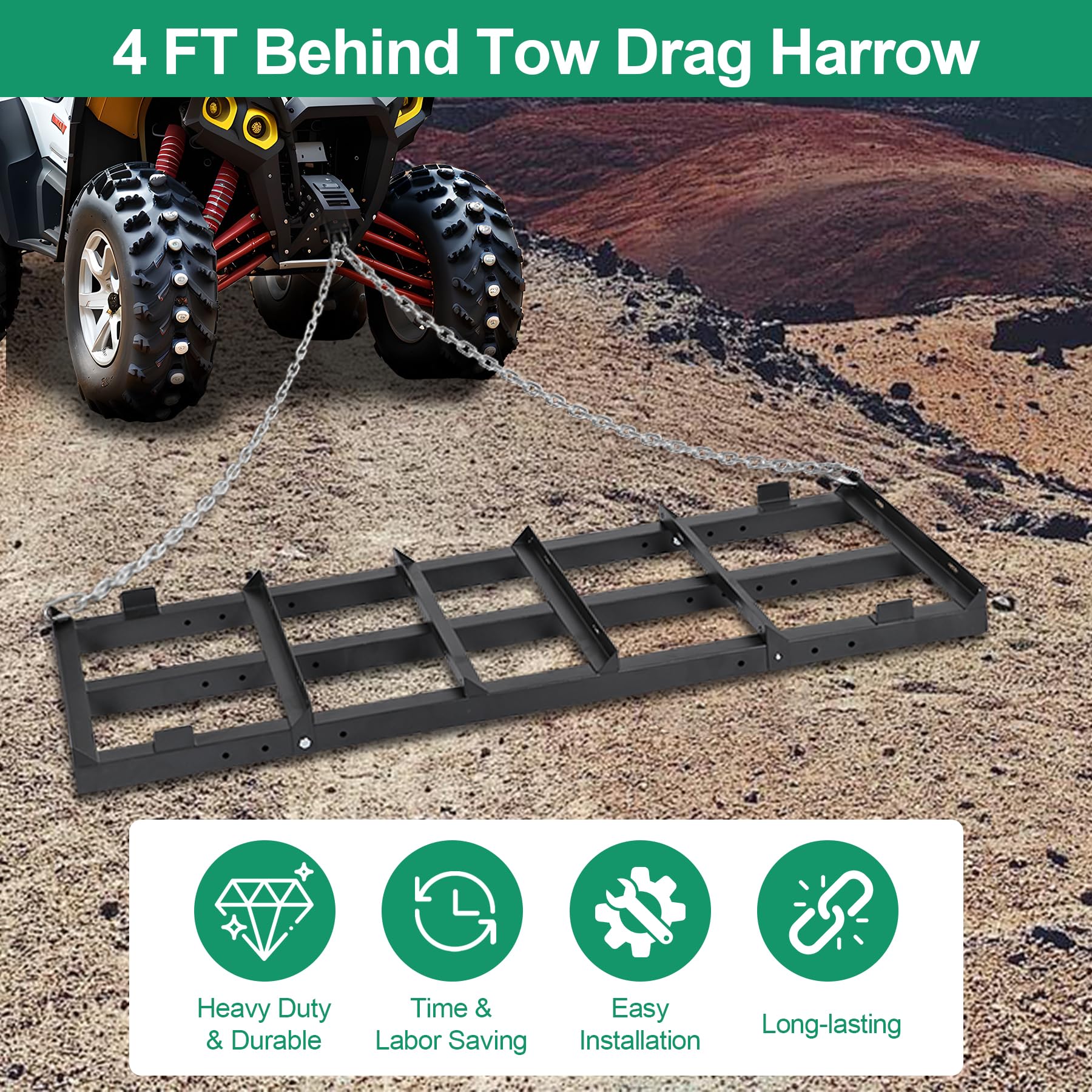 Toriexon drag harrow being assembled for quick driveway leveling