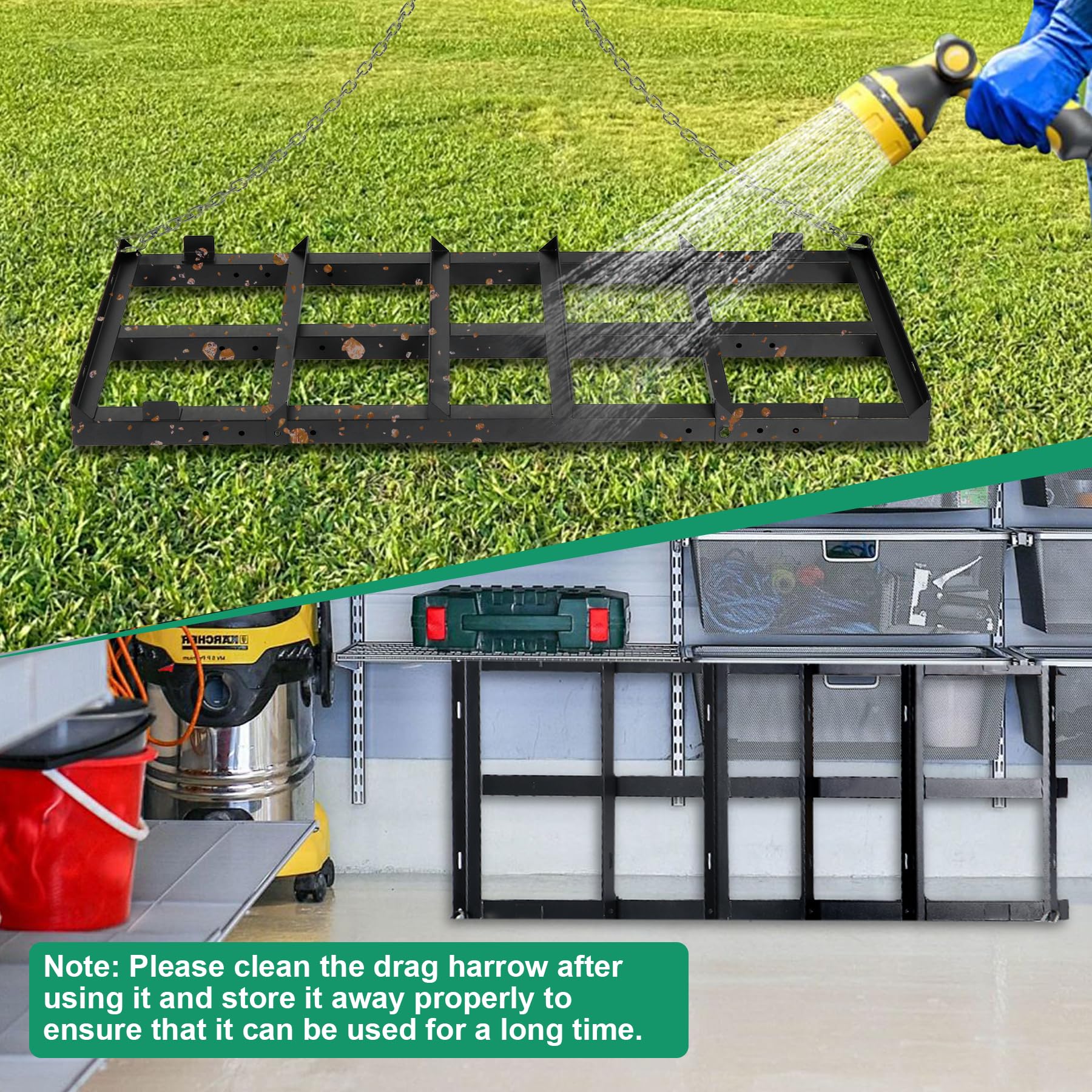 Toriexon drag harrow mounts easily to tractors and mowing equipment