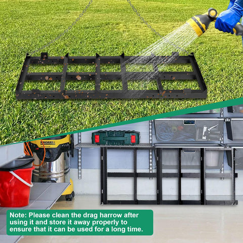 Toriexon drag harrow mounts easily to tractors and mowing equipment
