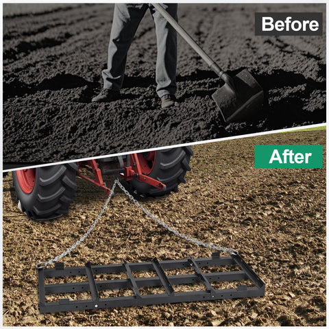 Toriexon drag harrow in back view for mounting on ATV/UTV