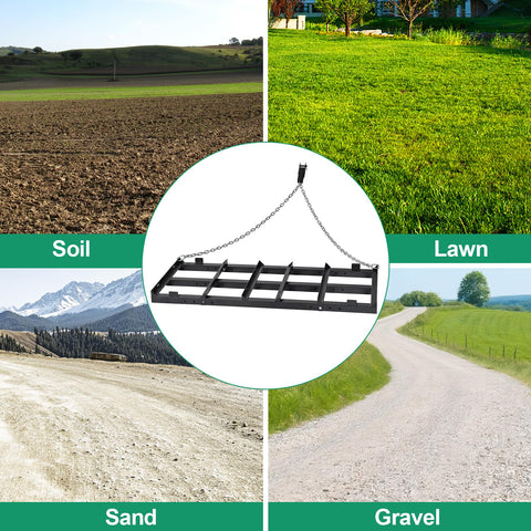 In-use Toriexon drag harrow smoothing a gravel driveway