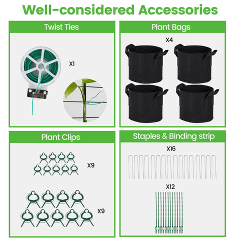 Toriexon Foldable Cucumber Trellis green-coated steel frame resists rust for longevity