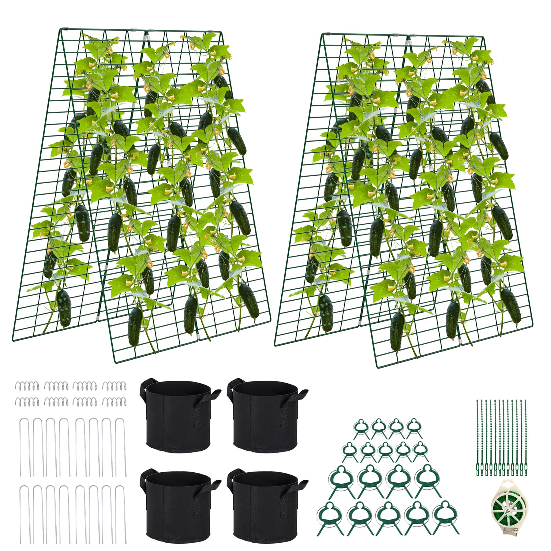 Toriexon Foldable Cucumber Trellis side view supports vertical cucumber growth for better airflow