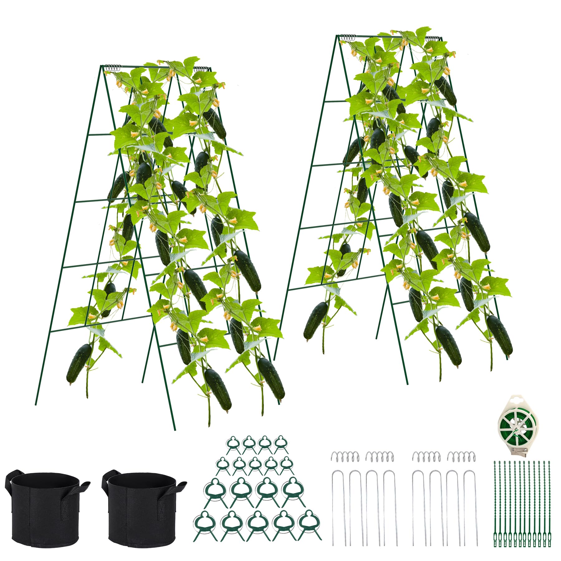 Toriexon Foldable Cucumber Trellis side view shows space-saving vertical support.