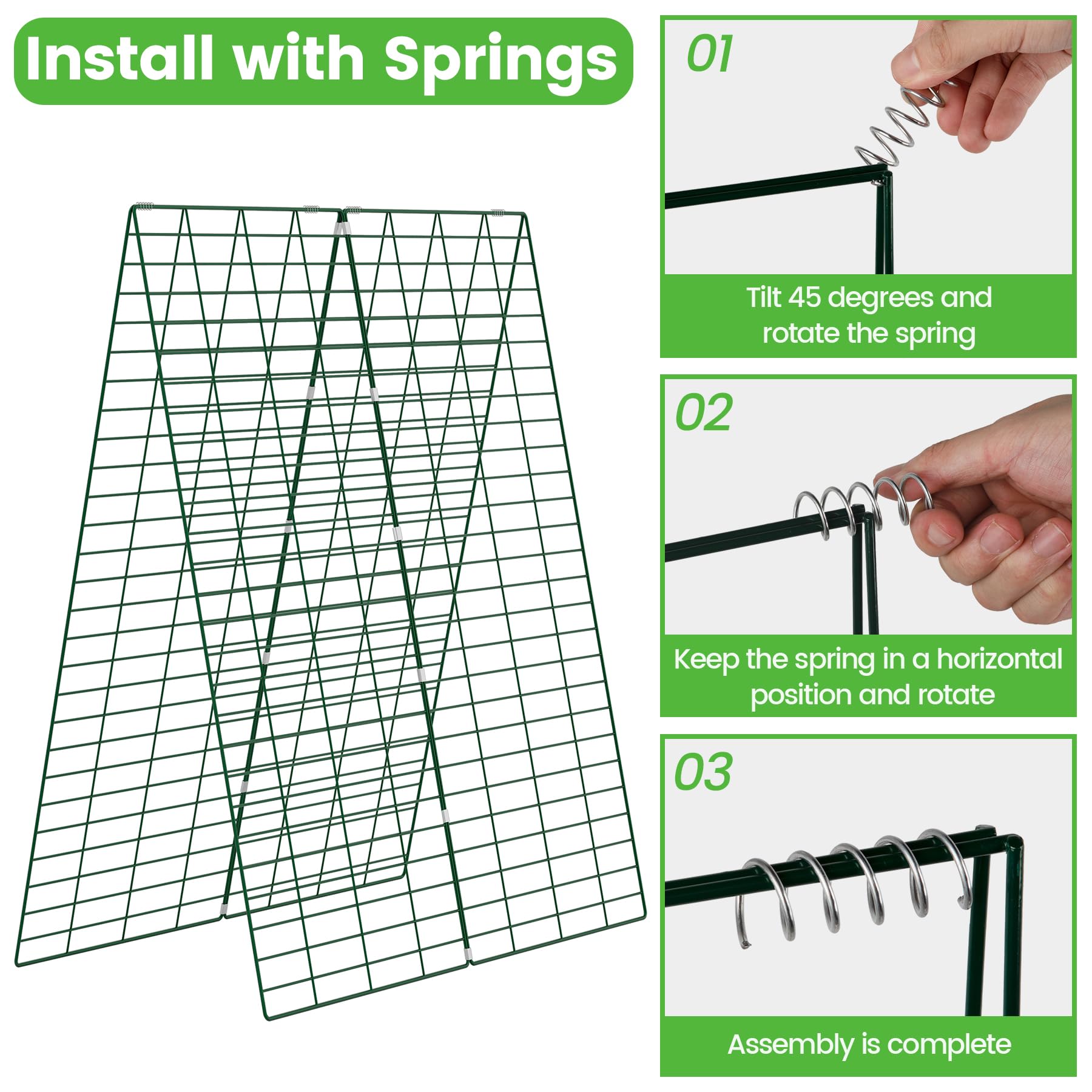Toriexon Foldable Cucumber Trellis with twist ties and clips for neat vine guidance