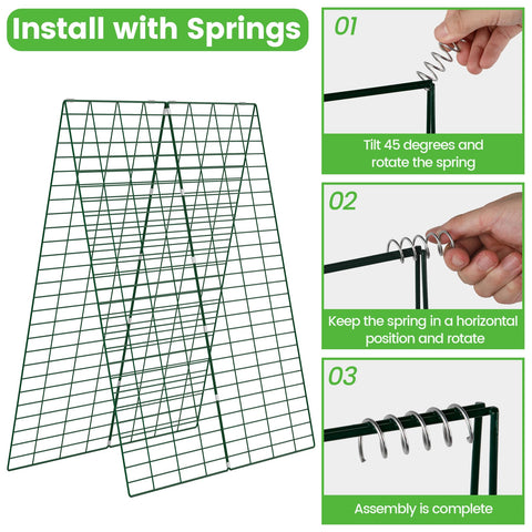 Toriexon Foldable Cucumber Trellis with twist ties and clips for neat vine guidance