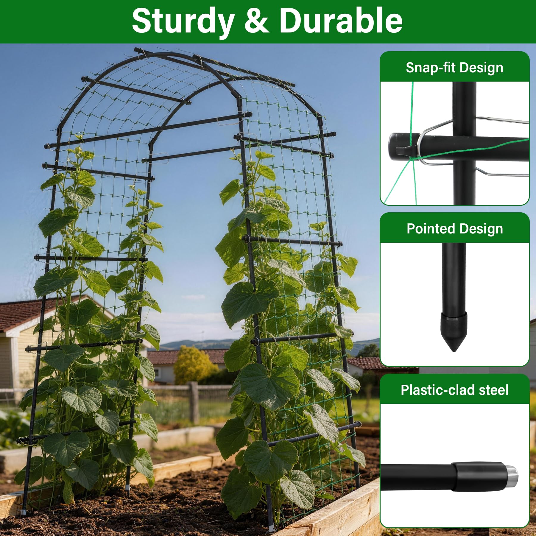 Toriexon Garden Arch Trellis bottom width adjustable for flexible layouts.