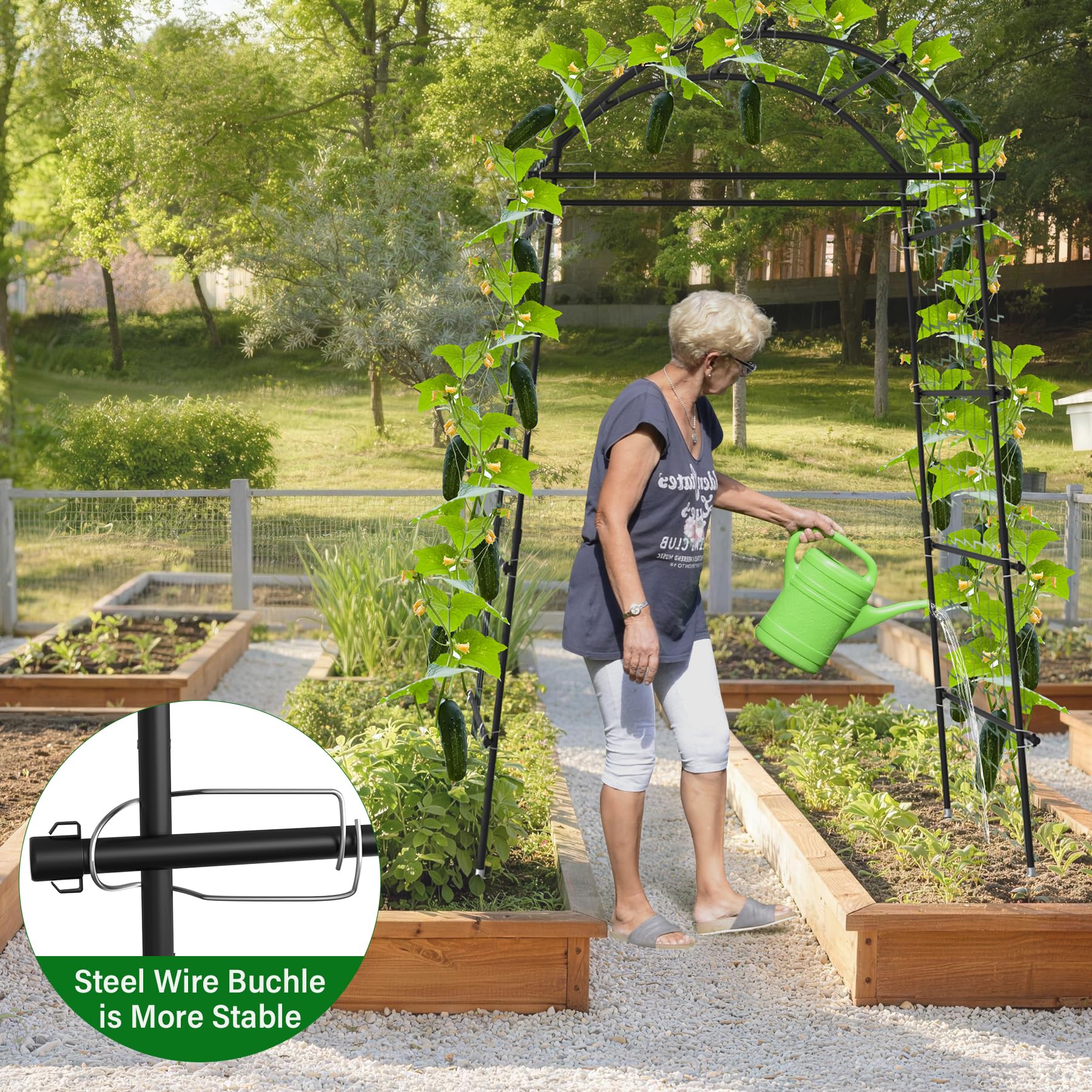 Toriexon Garden Arch Trellis easy tool-free assembly for quick setup.