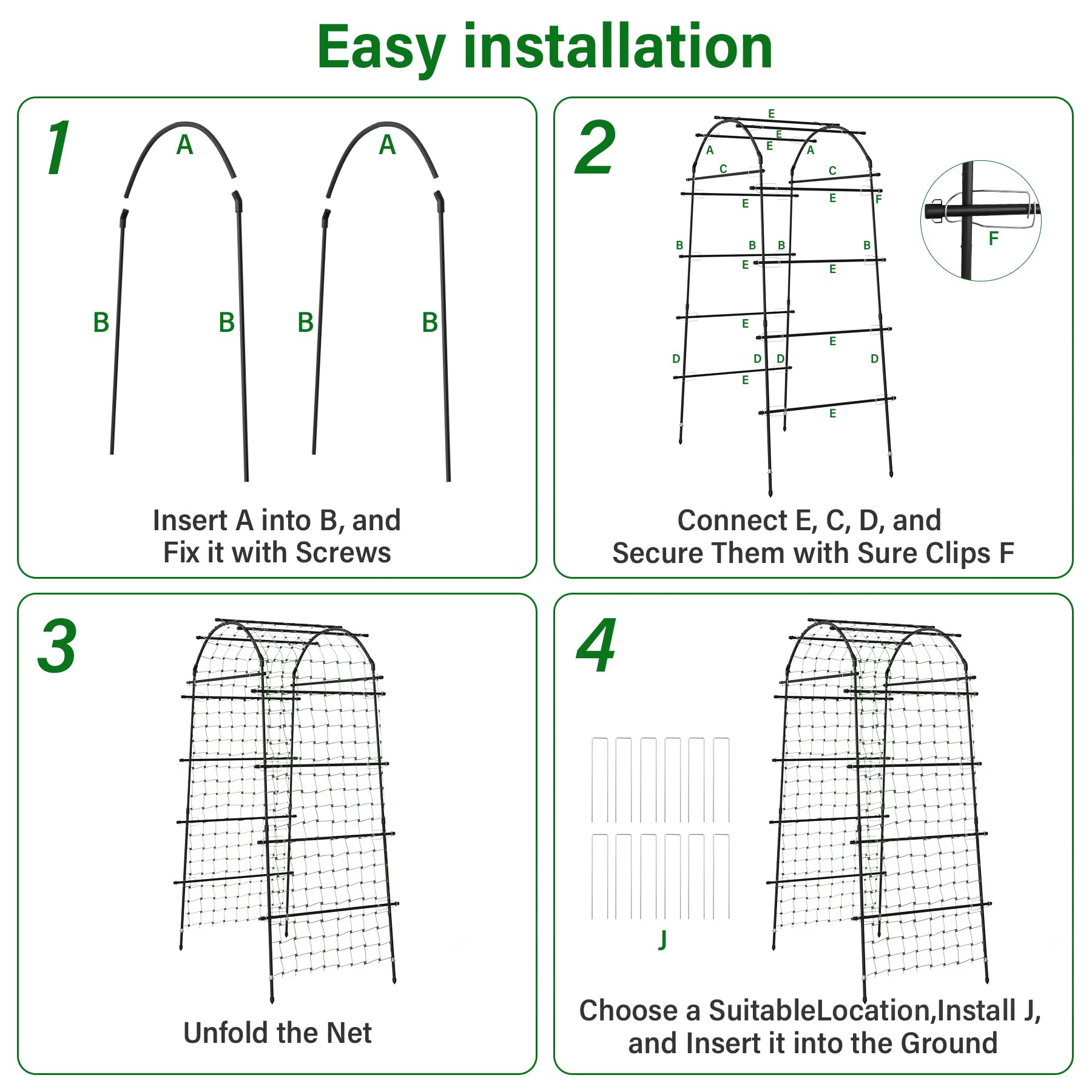 Toriexon Garden Arch Trellis rust-resistant coating protects metal from weathering.