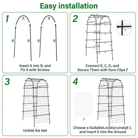 Toriexon Garden Arch Trellis rust-resistant coating protects metal from weathering.