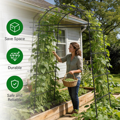 Toriexon Garden Arch Trellis vertical design saves space in the garden.
