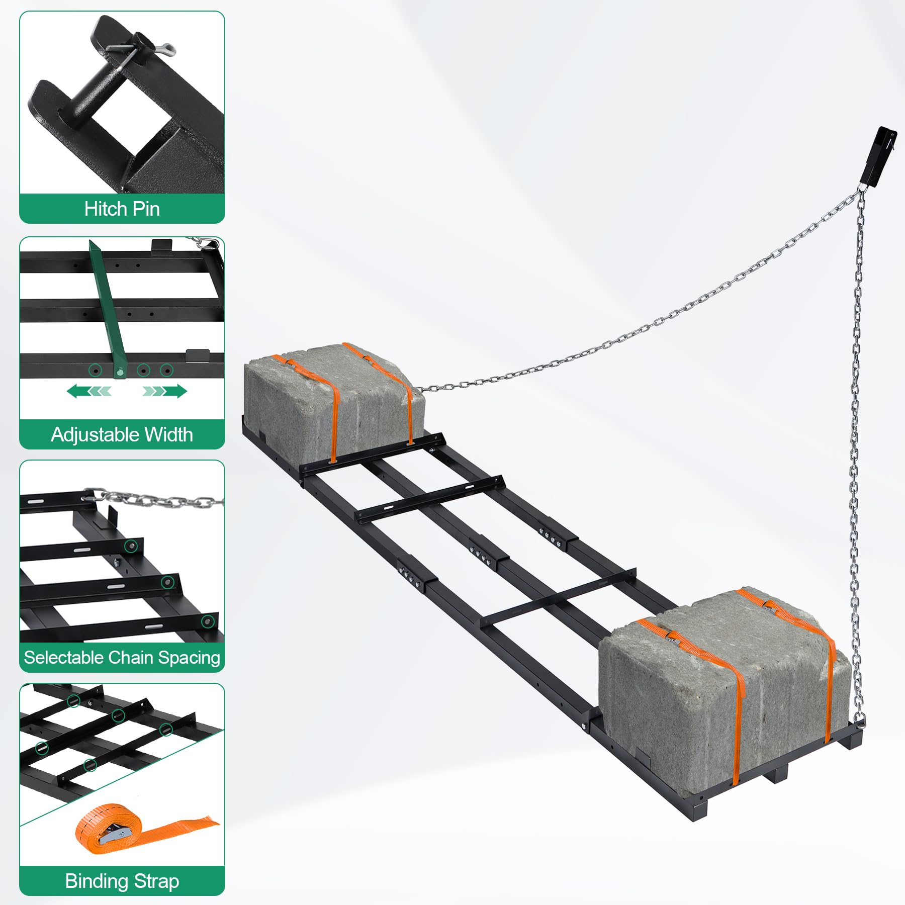 Toriexon hitch-pin compatibility shows easy mounting on various machines