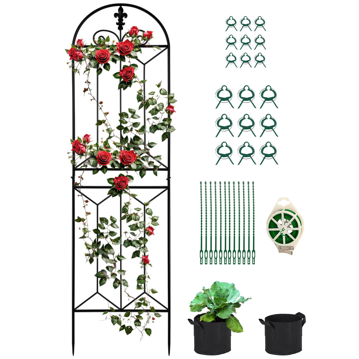Toriexon metal trellis outdoor full view; sturdy support for climbing plants.
