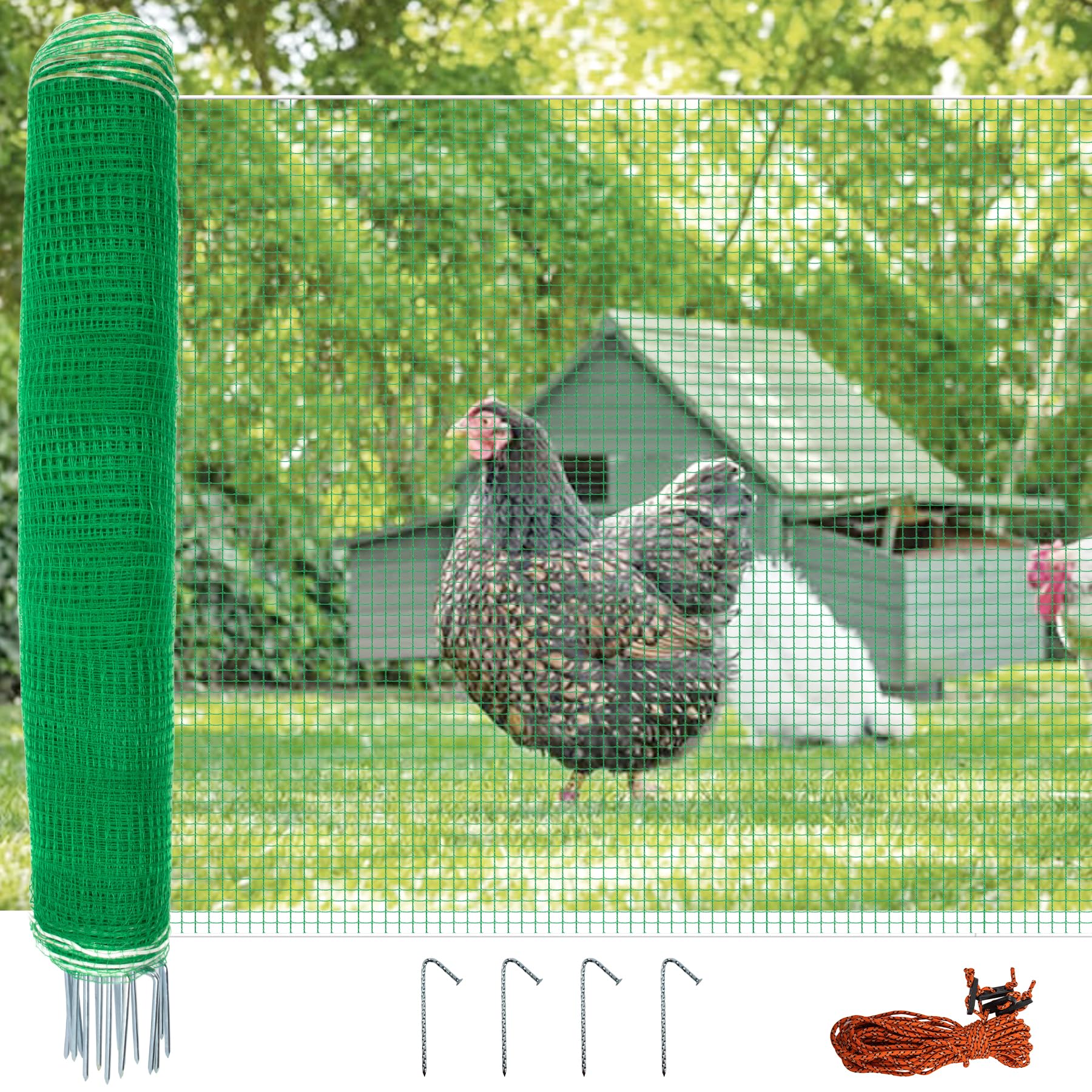 Toriexon non-electric fence netting, 3' x 50' mesh for secure backyard containment