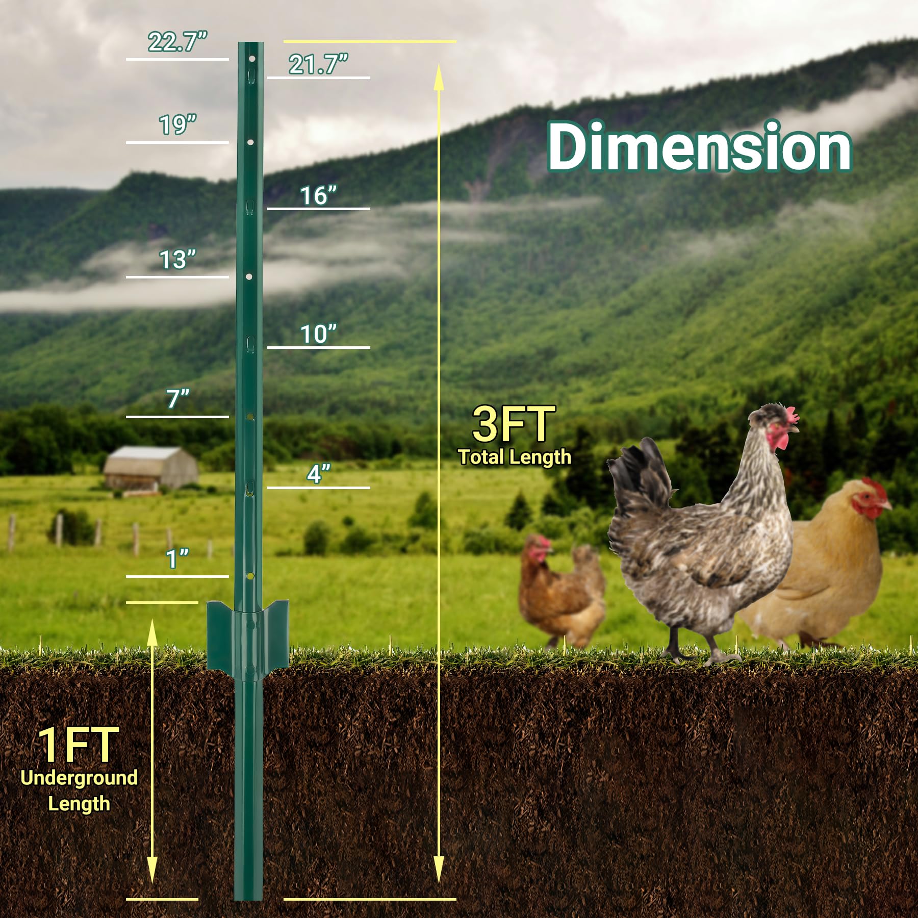Toriexon powder-coated fence post resists weather and wear.