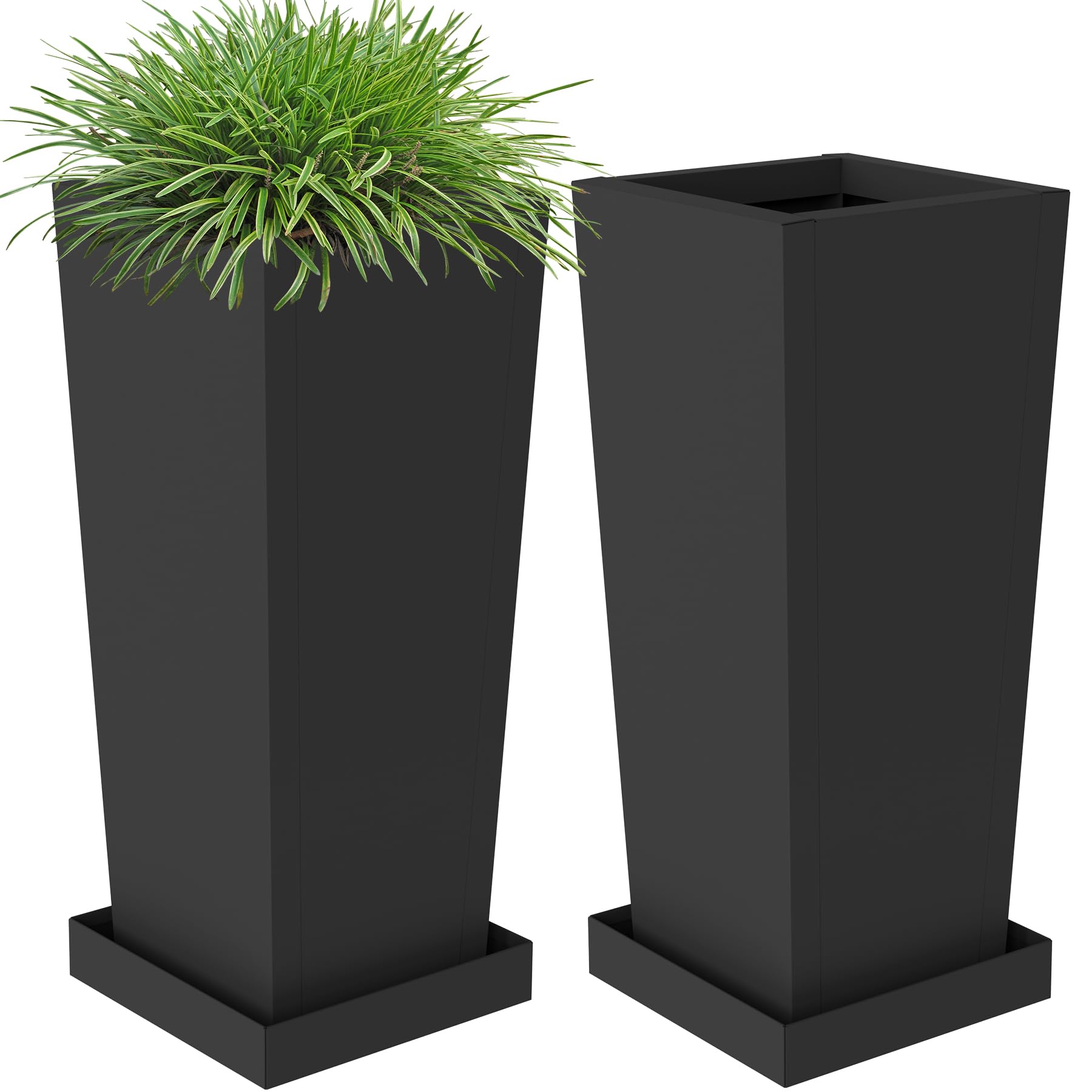 Toriexon tall planters 2-pack with tapered silhouette for porch decor and garden framing