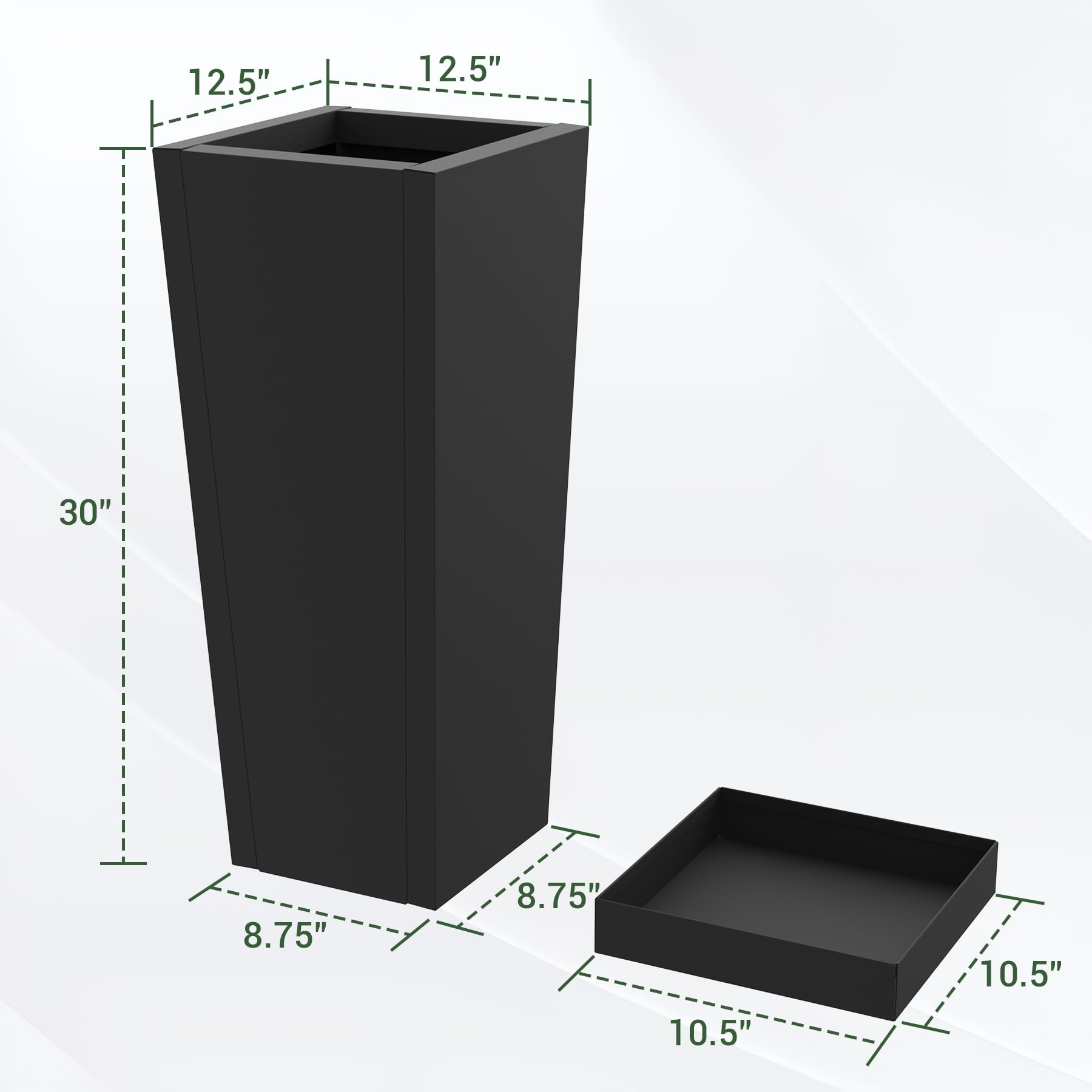 Toriexon tall planters with removable insert shelf enables mid-height plant access