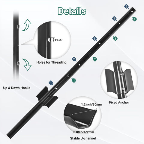 Toriexon U-channel link feature enables secure fence connections.